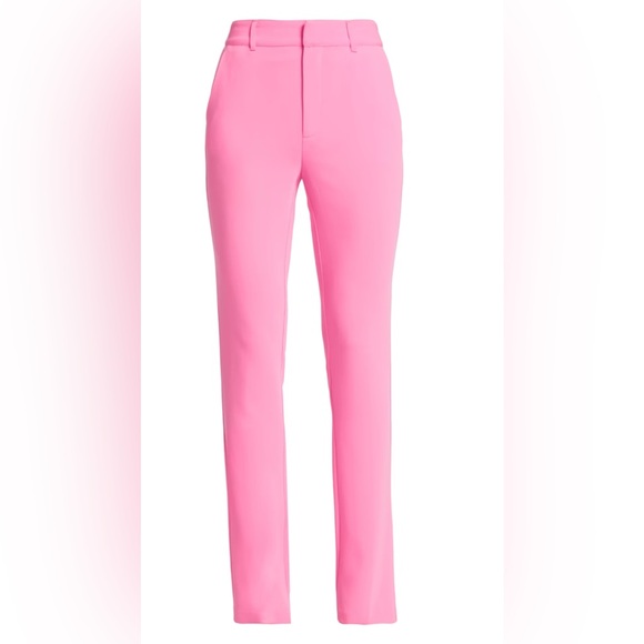 Cinq a Sept Kerry Crepe Straight Leg Pants 4 Neon Pink - Picture 1 of 15
